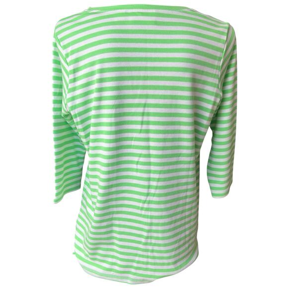 Quacker Factory Starfish Top Women's Size XS Green Stripe Beaded Cruise Beach - Picture 3 of 6